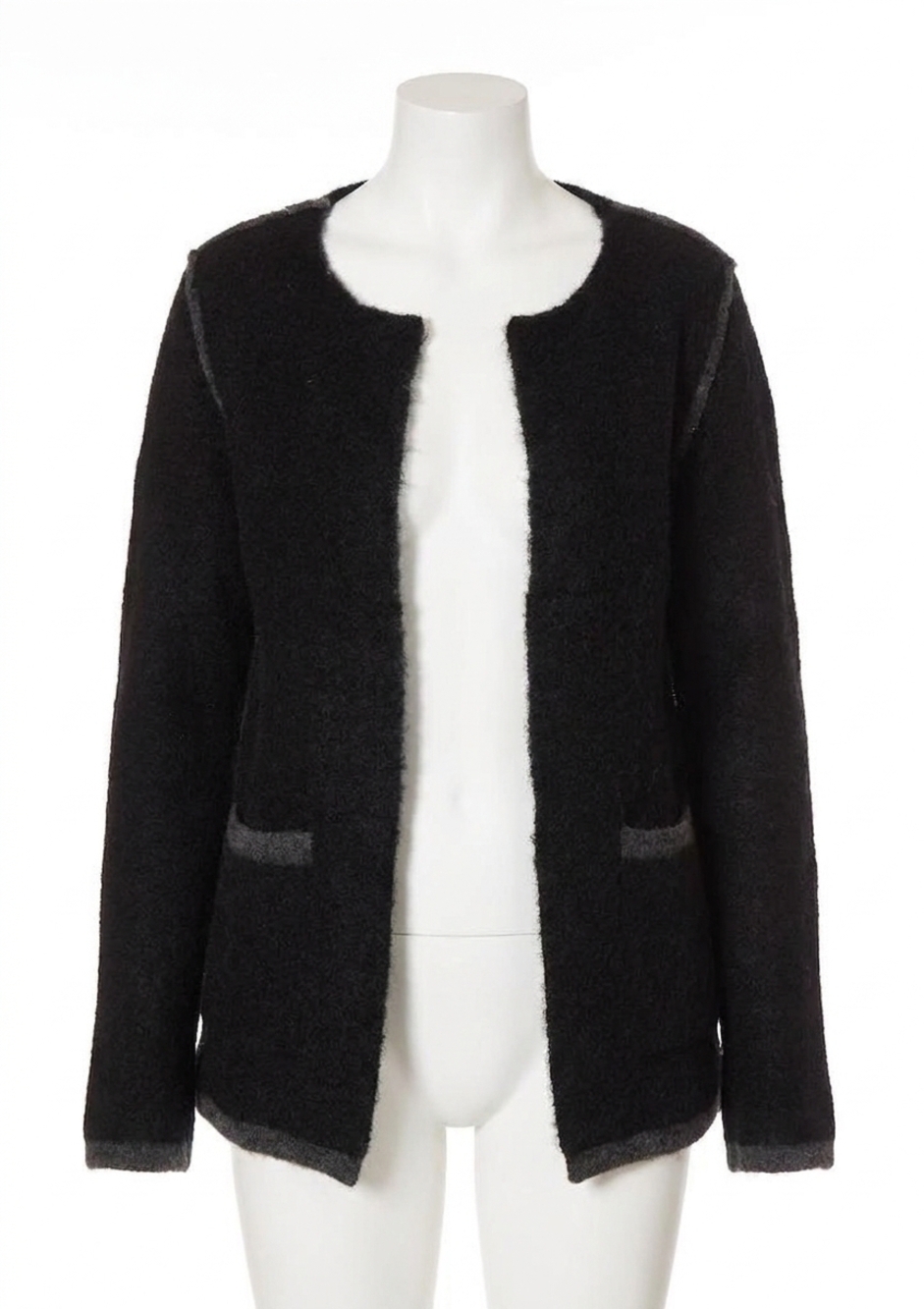 NEW THEO THE LABEL collarless sweater blazer in black
